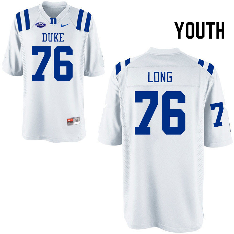 Youth #76 Jake Long Duke Blue Devils College Football Jerseys Stitched Sale-White - Click Image to Close